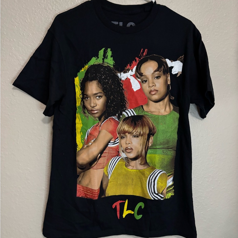 TLC Black and Red Short Sleeve Tees with Graphic Designs